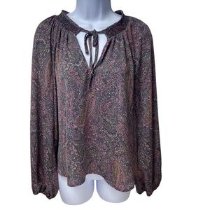 EVEREVE Blouse Kyra Paisley Smocked Top M